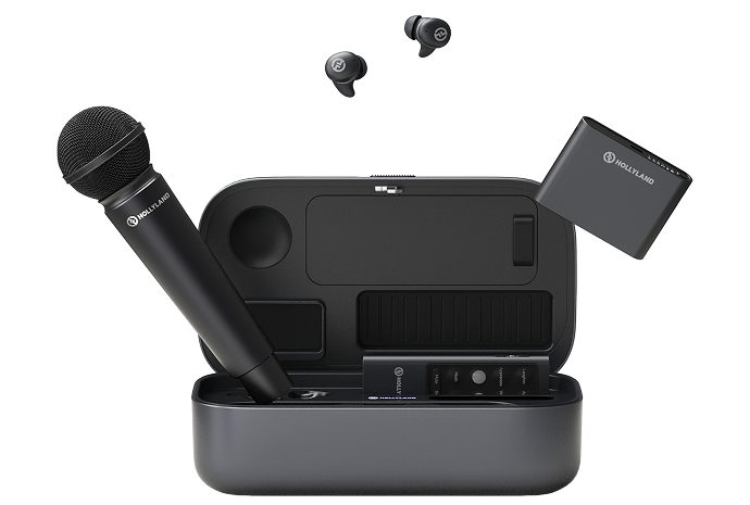 Sistema Hollyland MELO P1 Combo completo con estuche, micrófono, mezclador y auriculares