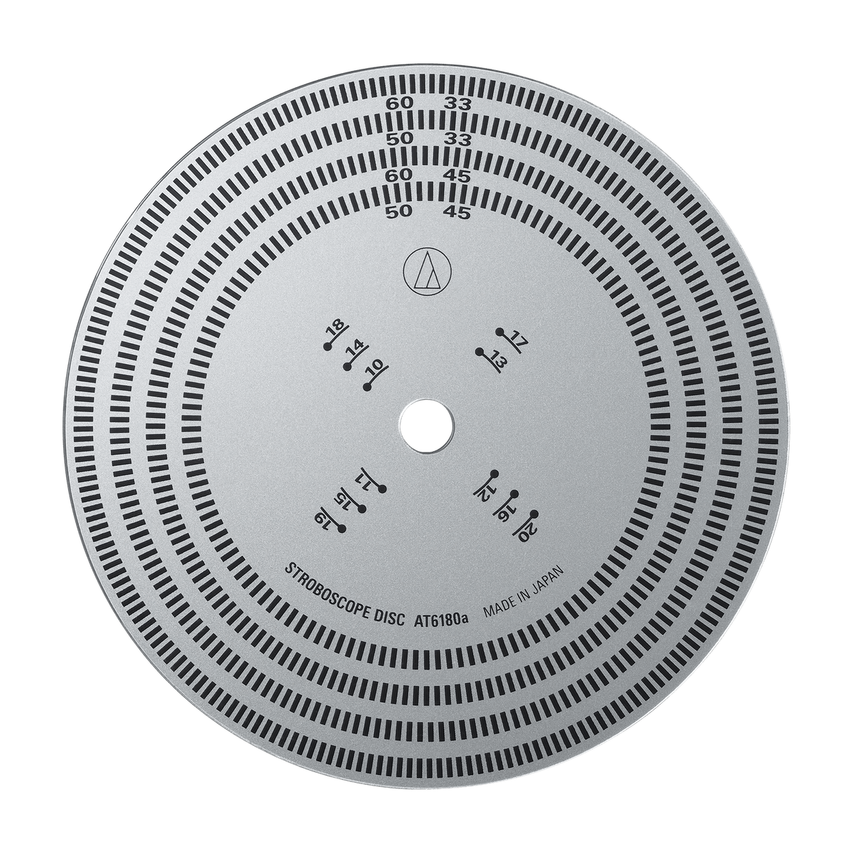 Estroboscopio AudioTechnica AT6180A para Velocidad de Tocadiscos vista oficial completa sobre fondo limpio