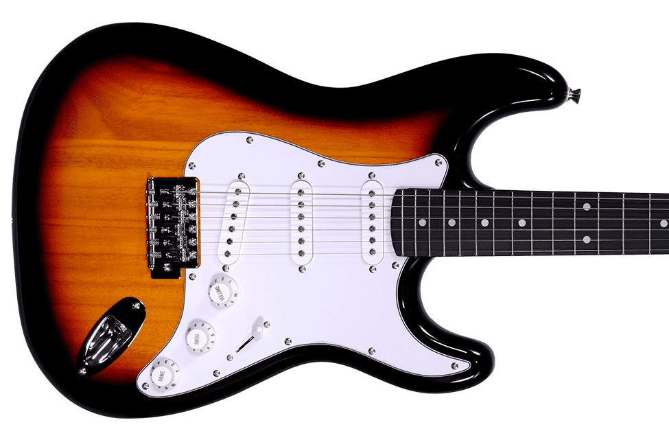Guitarra eléctrica Smiger sunburst, detalle del cuerpo