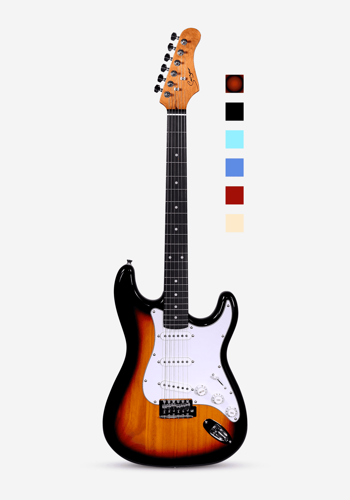 Guitarra eléctrica Smiger sunburst vista frontal completa