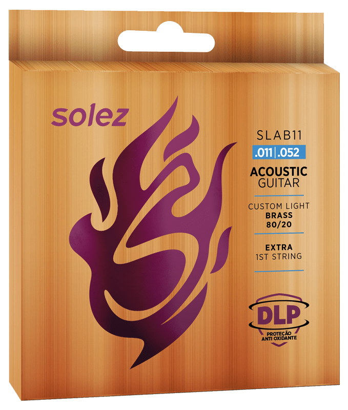 Encordado Solez SLAB11 para guitarra acústica, Brass 80/20 calibre .011–.052, empaque oficial