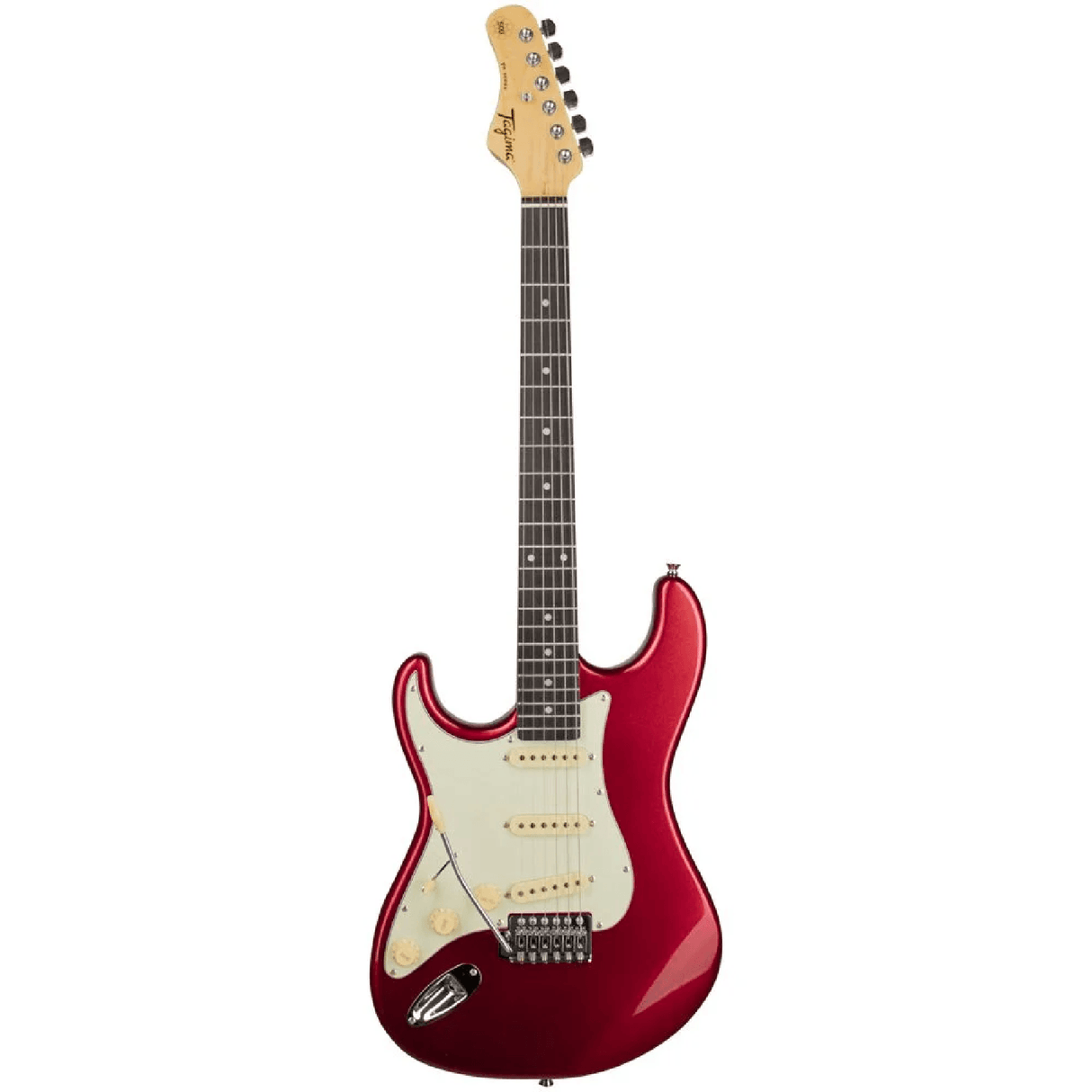 Guitarra zurda Tagima TG-500 Candy Apple, vista frontal completa