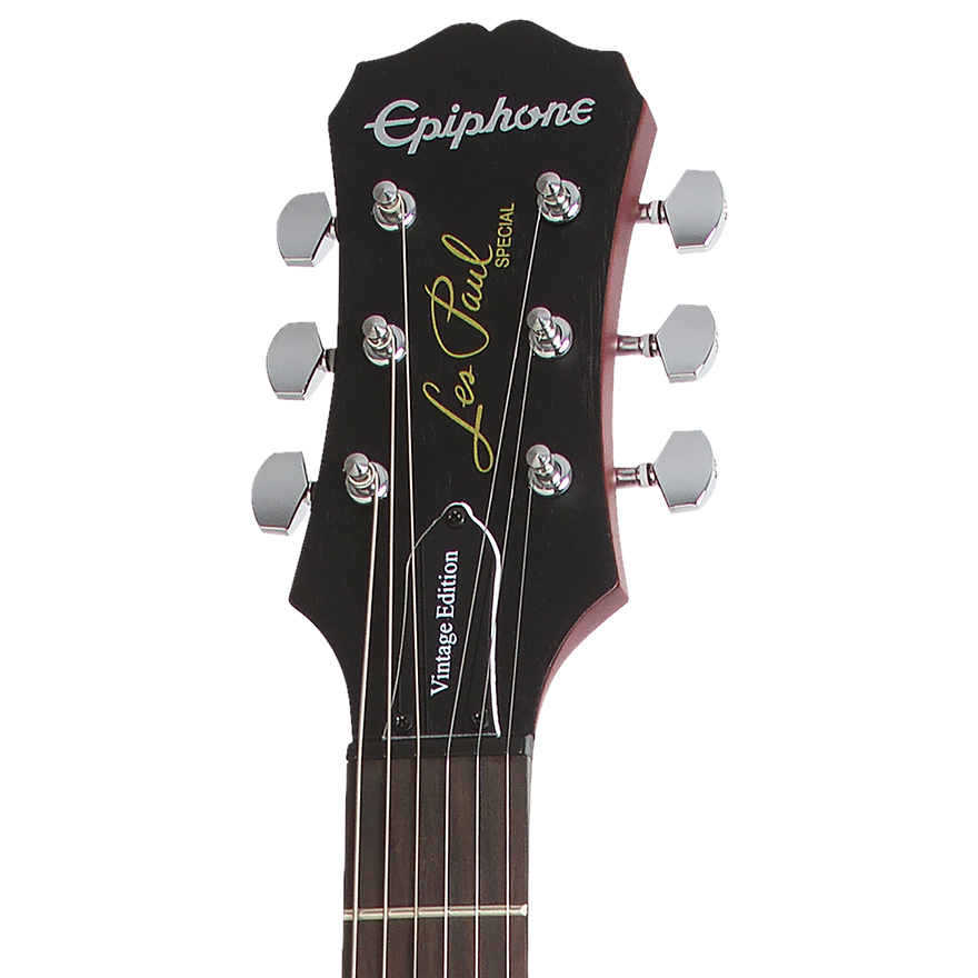 Detalle frontal de la pala de la Epiphone Les Paul Special Satin E1 Heritage Cherry Sunburst