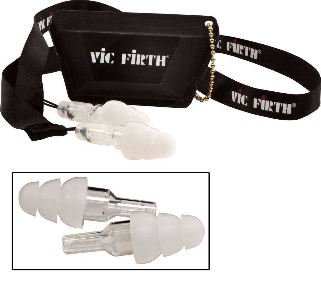 Tapones auditivos Vic Firth VICEARPLUGL talla Large con estuche y cordón