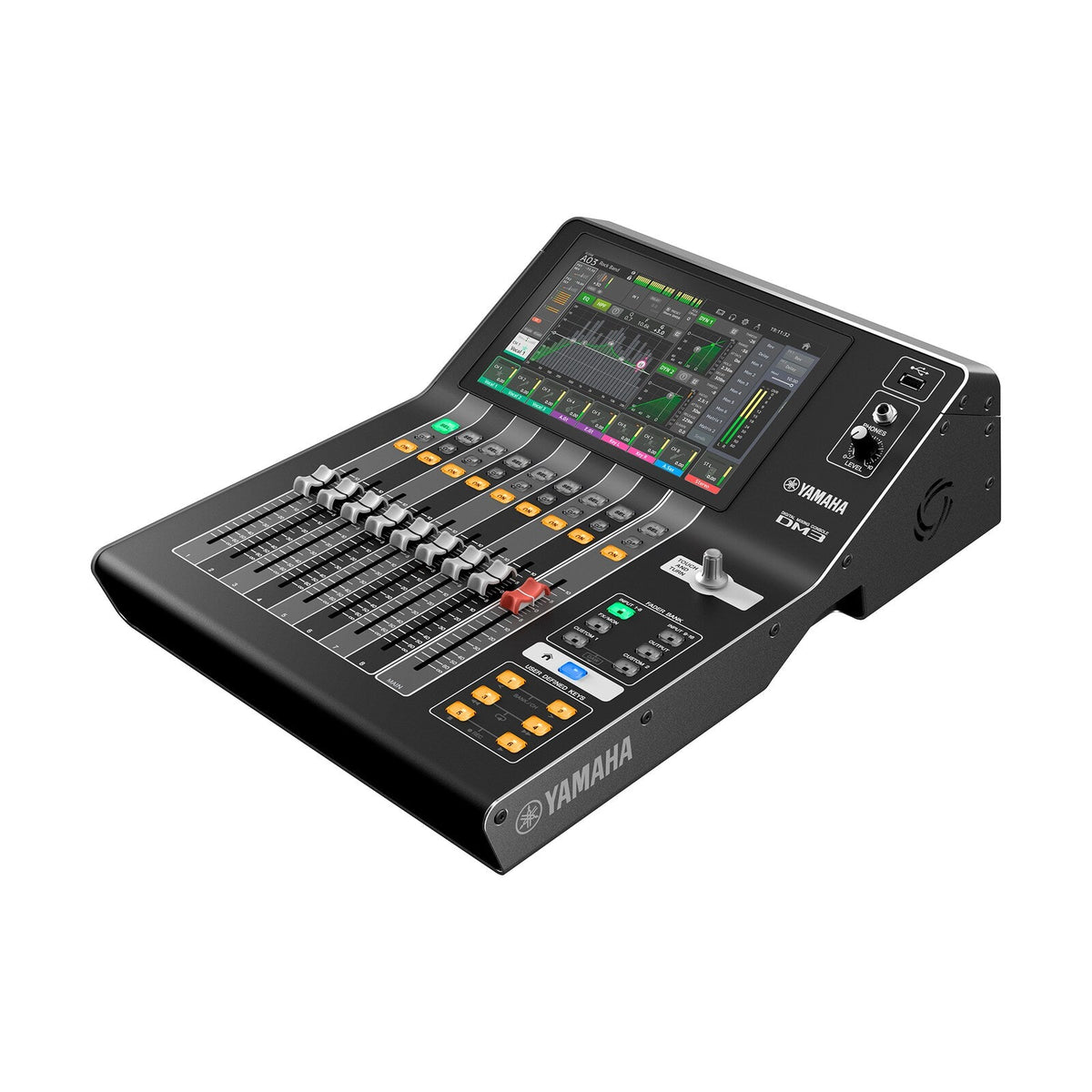 Consola digital Yamaha DM3 Standard vista perspectiva izquierda sobre fondo blanco