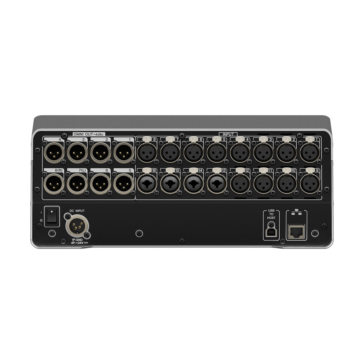 Consola digital Yamaha DM3 Standard vista posterior sobre fondo blanco