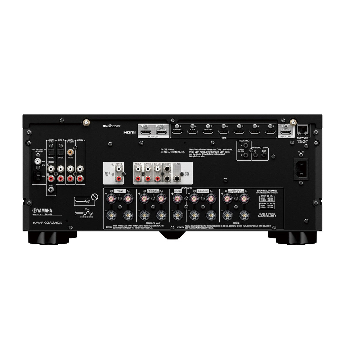 Receptor AV Yamaha RXA4A negro - panel posterior