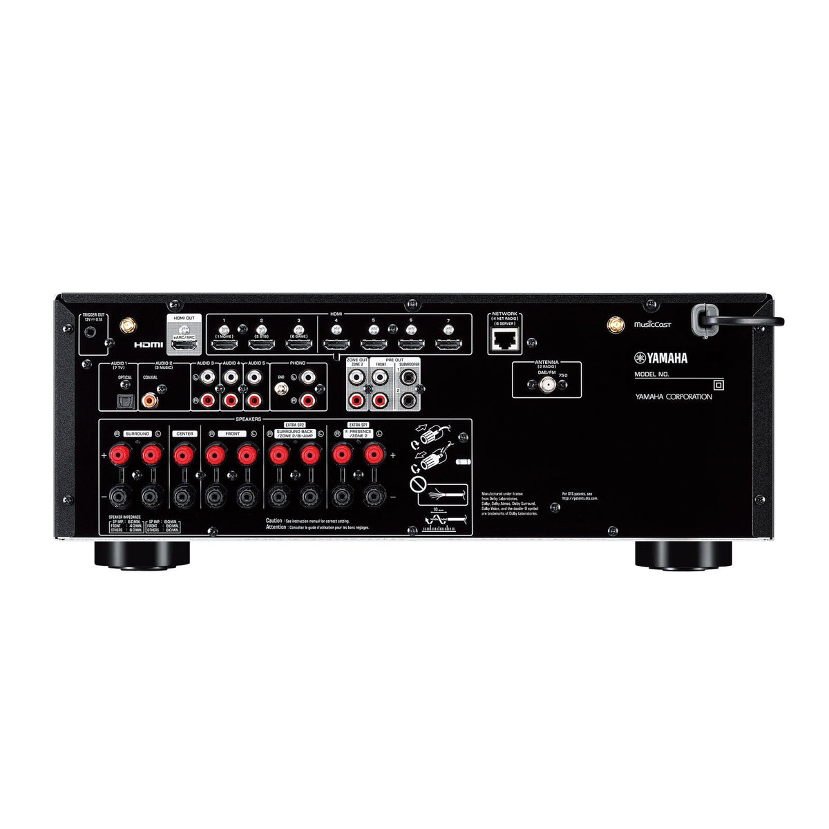 Receptor AV Yamaha RXV6A negro - panel posterior