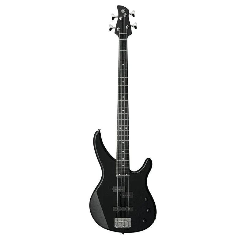 Bajo Yamaha TRBX174 negro completo en vista frontal sobre fondo blanco