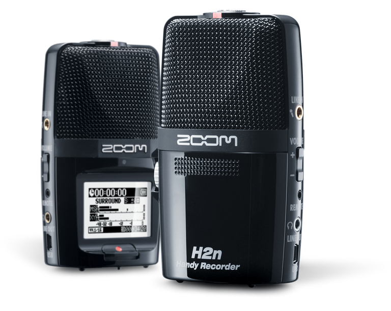 Grabadora Zoom H2n, vista frontal y posterior