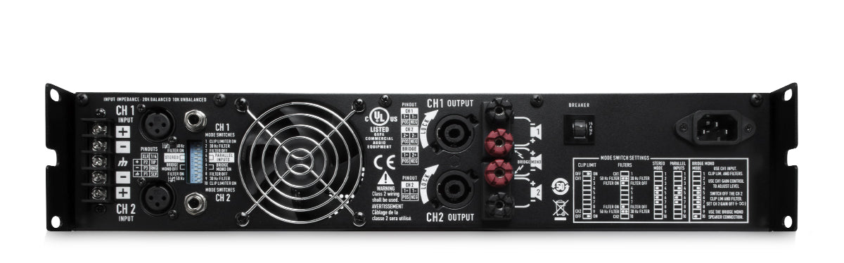 Amplificador QSC RMX2450a vista posterior