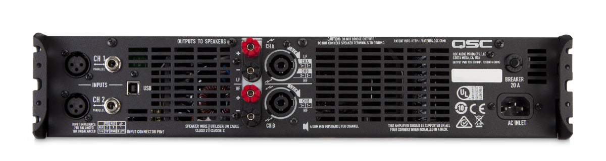 Amplificador QSC GXD8 vista posterior