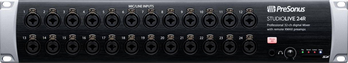 Mezcladora digital PreSonus StudioLive 24R panel de entradas