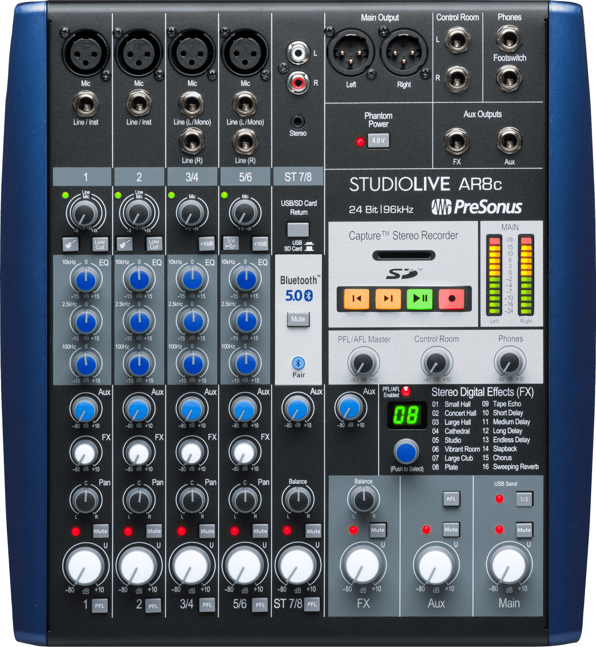 Mezcladora PreSonus StudioLive AR8c vista superior