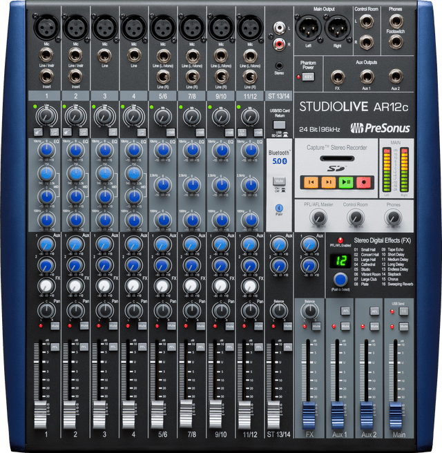 Mezcladora PreSonus StudioLive AR12c vista superior