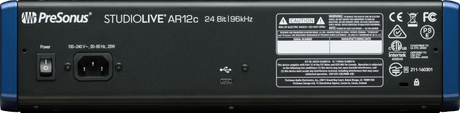 Mezcladora PreSonus StudioLive AR12c vista posterior