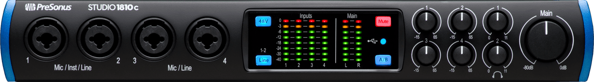 Interfaz PreSonus Studio 1810c vista frontal