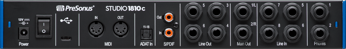 Interfaz PreSonus Studio 1810c vista posterior