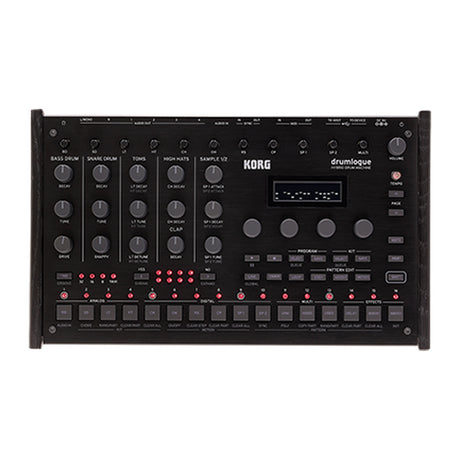 Caja de Ritmos Korg Drumlogue vista oficial completa sobre fondo blanco