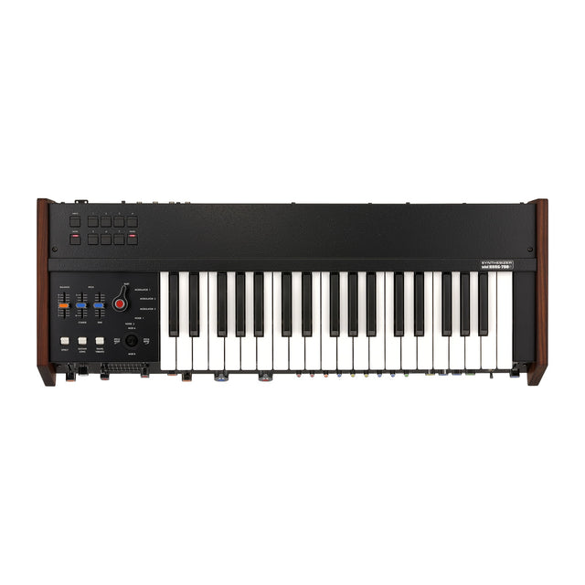 Sintetizador Korg miniKORG 700 FS vista oficial completa sobre fondo blanco
