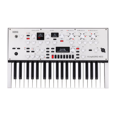 Sintetizador Korg KingKORG NEO vista oficial completa sobre fondo blanco