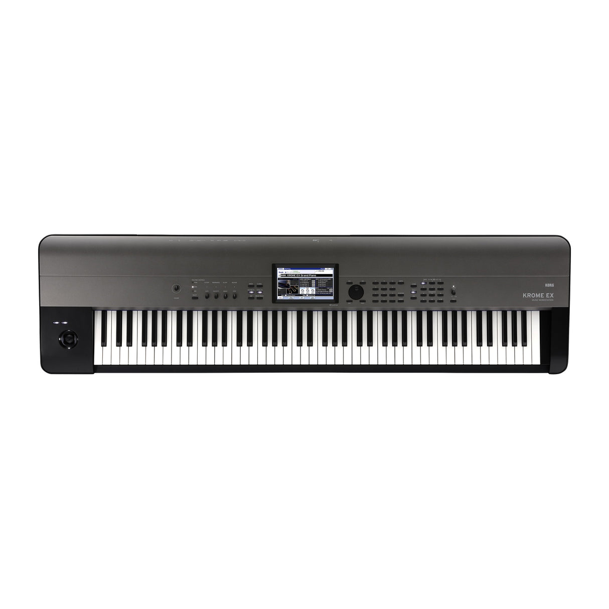 Sintetizador Korg KROME 88EX vista oficial completa sobre fondo blanco