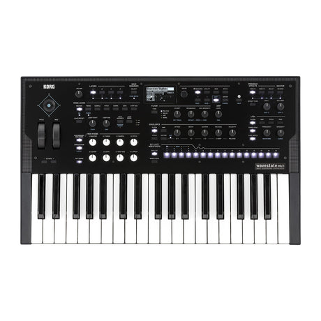 Sintetizador Korg wavestate MK2 vista oficial completa sobre fondo blanco