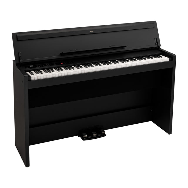 Piano Digital Korg E1 Air Black vista oficial completa sobre fondo blanco