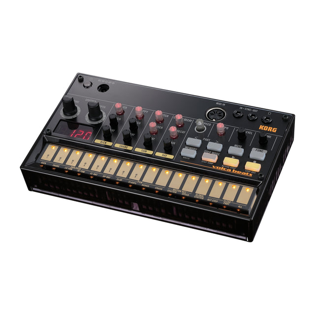 Caja de Ritmos Korg Volca Beats vista oficial completa sobre fondo blanco
