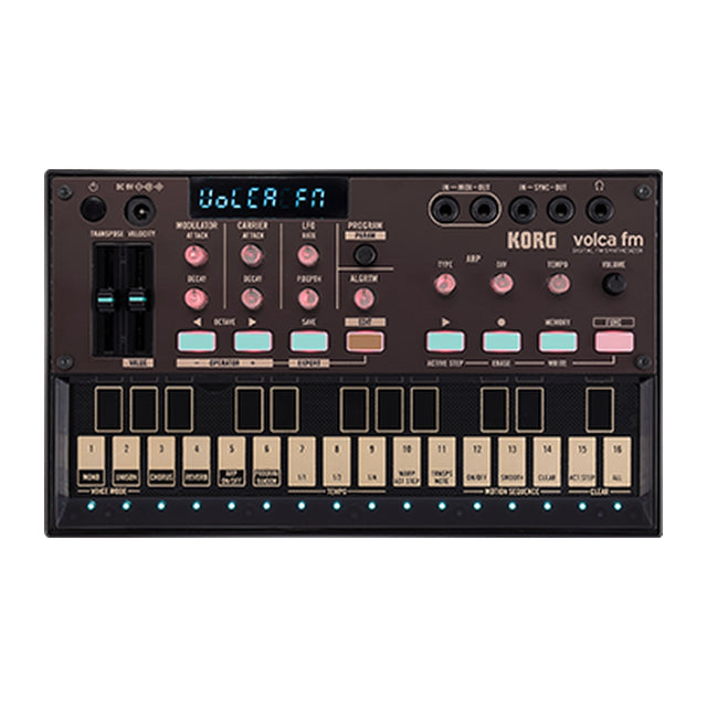 Sintetizador Korg Volca FM2 vista oficial completa sobre fondo blanco
