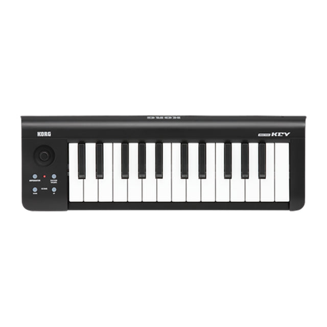 Controlador MIDI Korg microKEY 25 vista oficial completa sobre fondo blanco