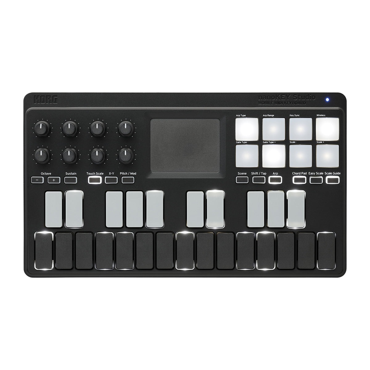 Controlador MIDI Korg nanoKEY ST vista oficial completa sobre fondo blanco