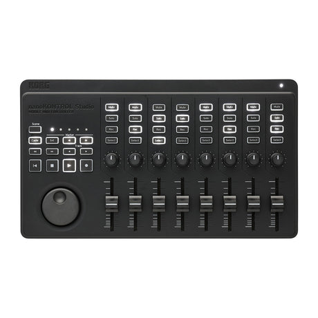 Controlador MIDI Korg nanoKONTROL ST vista oficial completa sobre fondo blanco