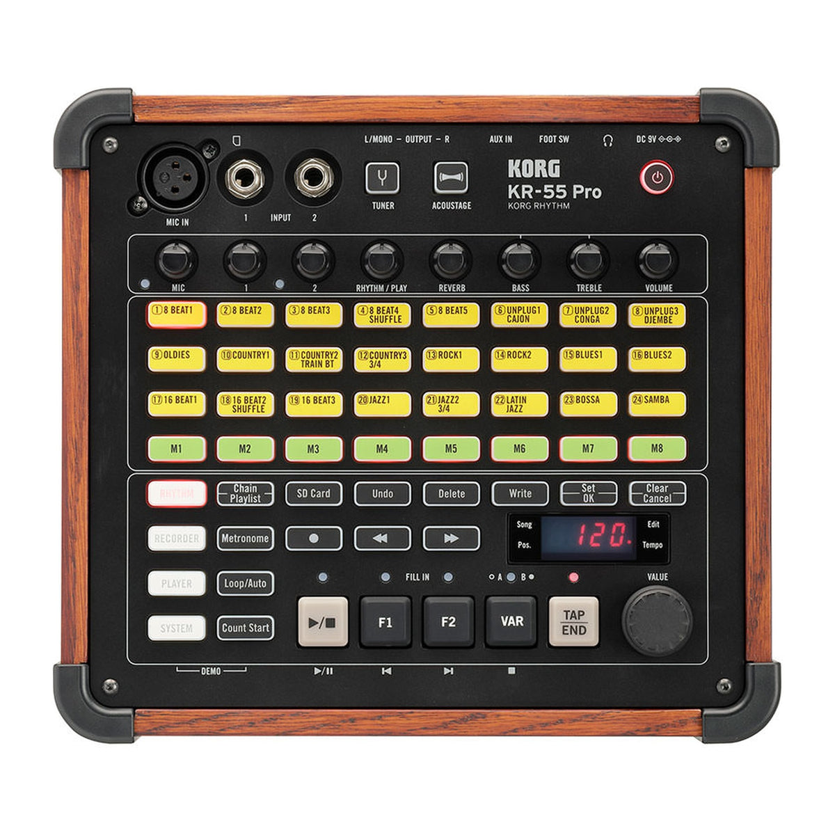Caja de Ritmos Korg KR 55 Pro vista oficial completa sobre fondo blanco