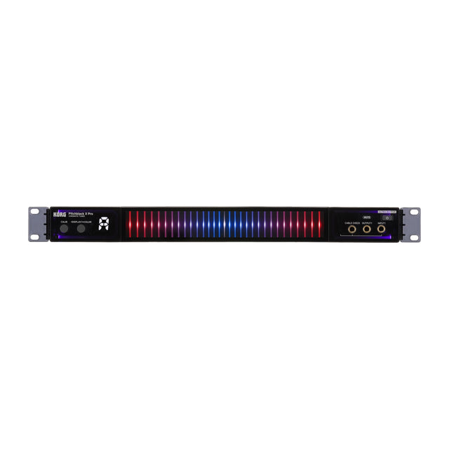 Afinador Korg Pitchblack X Pro vista oficial completa sobre fondo blanco