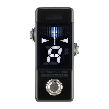 Afinador Korg Pitchblack X Mini vista oficial completa sobre fondo blanco
