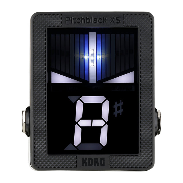 Afinador Korg Pitchblack XS vista oficial completa sobre fondo blanco
