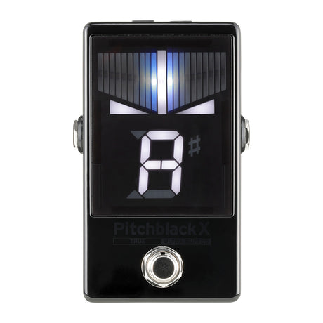 Afinador Korg Pitchblack X vista oficial completa sobre fondo blanco