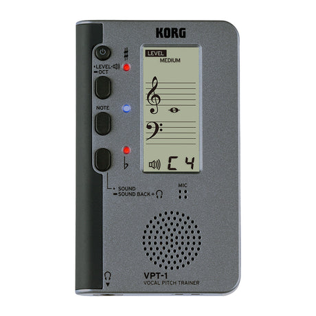 Afinador Vocal Korg VPT 1 vista oficial completa sobre fondo blanco