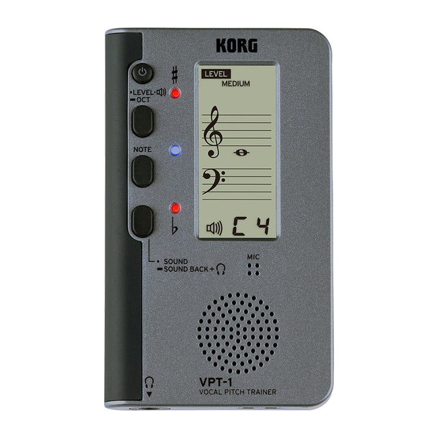 Afinador Vocal Korg VPT 1 vista oficial completa sobre fondo blanco