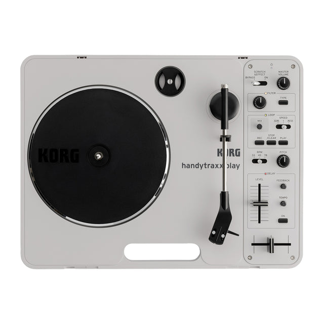 Tocadiscos Korg Handytraxx Play vista oficial completa sobre fondo blanco