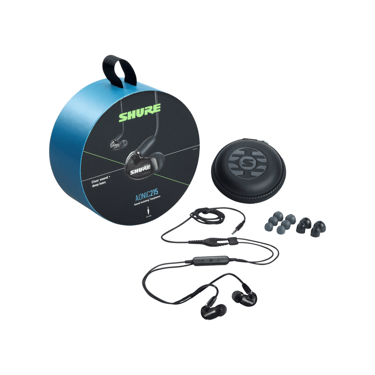 Shure AONIC 215 SE215DYBK+UNI negro, conjunto completo con cable, estuche y almohadillas