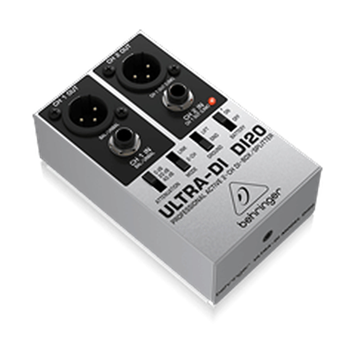 Caja directa activa de dos canales Behringer ULTRA-DI DI20, vista en tres cuartos