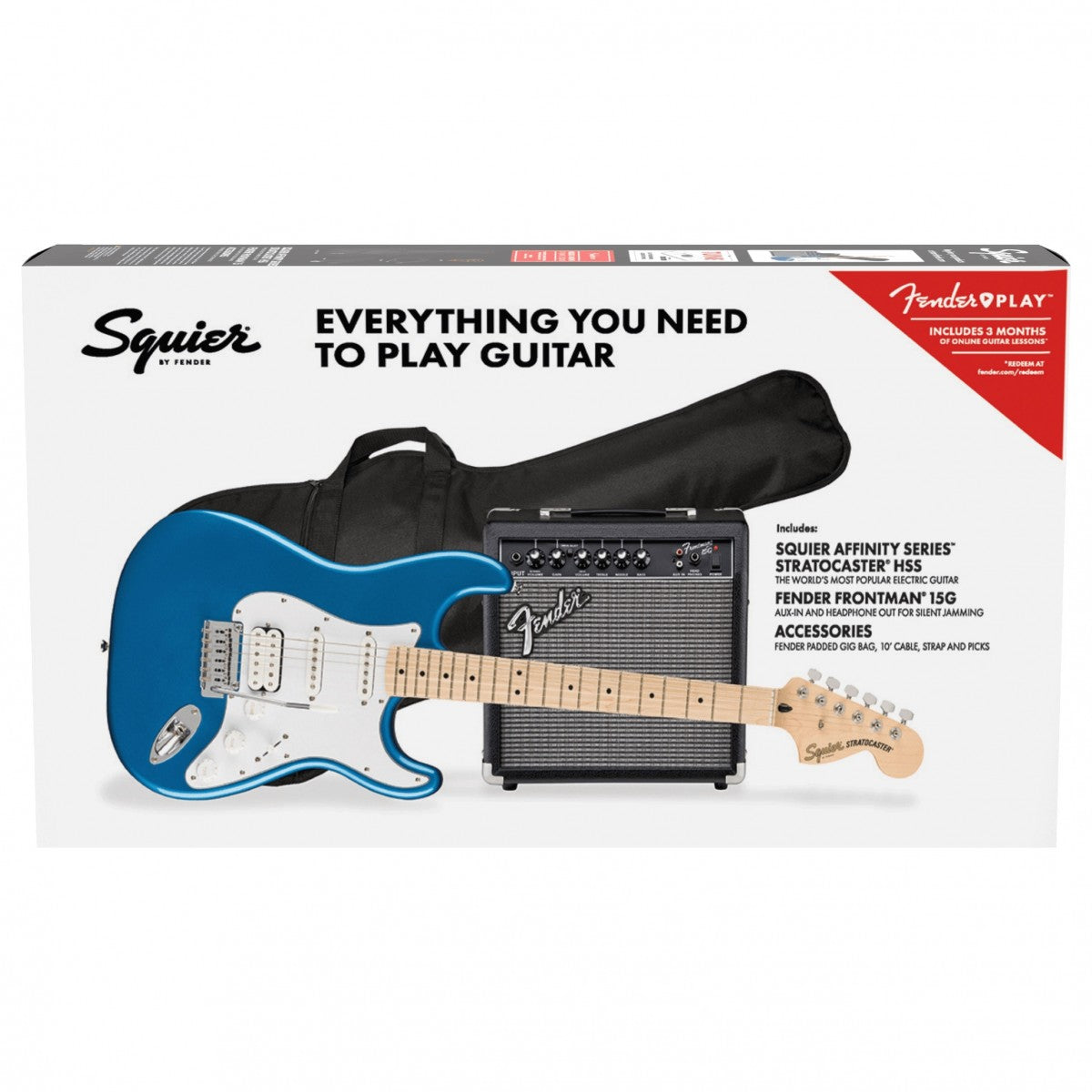 Combo Guitarra Eléctrica Fender Squier Affinity Stratocaster HSS Azul