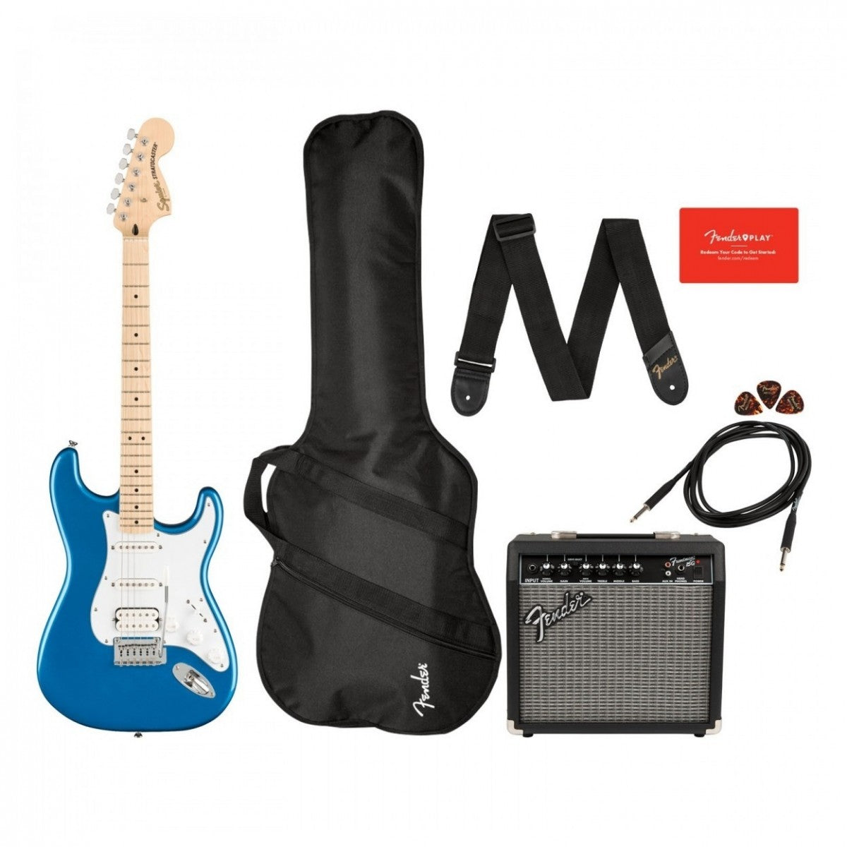 Combo Guitarra Eléctrica Fender Squier Affinity Stratocaster HSS Azul