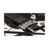 EVH Striped Series 5107902576 White with Black Stripes, detalle del puente Floyd Rose y D-Tuna