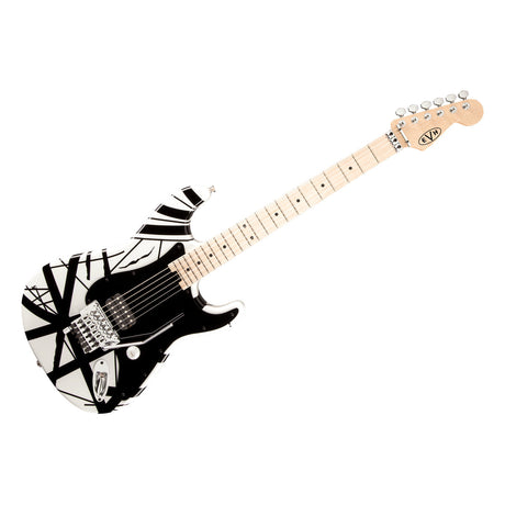 Guitarra eléctrica EVH Striped Series 5107902576 White with Black Stripes, vista principal diagonal