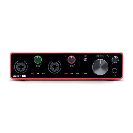 Focusrite Scarlett 4i4 3.ª generación, panel frontal