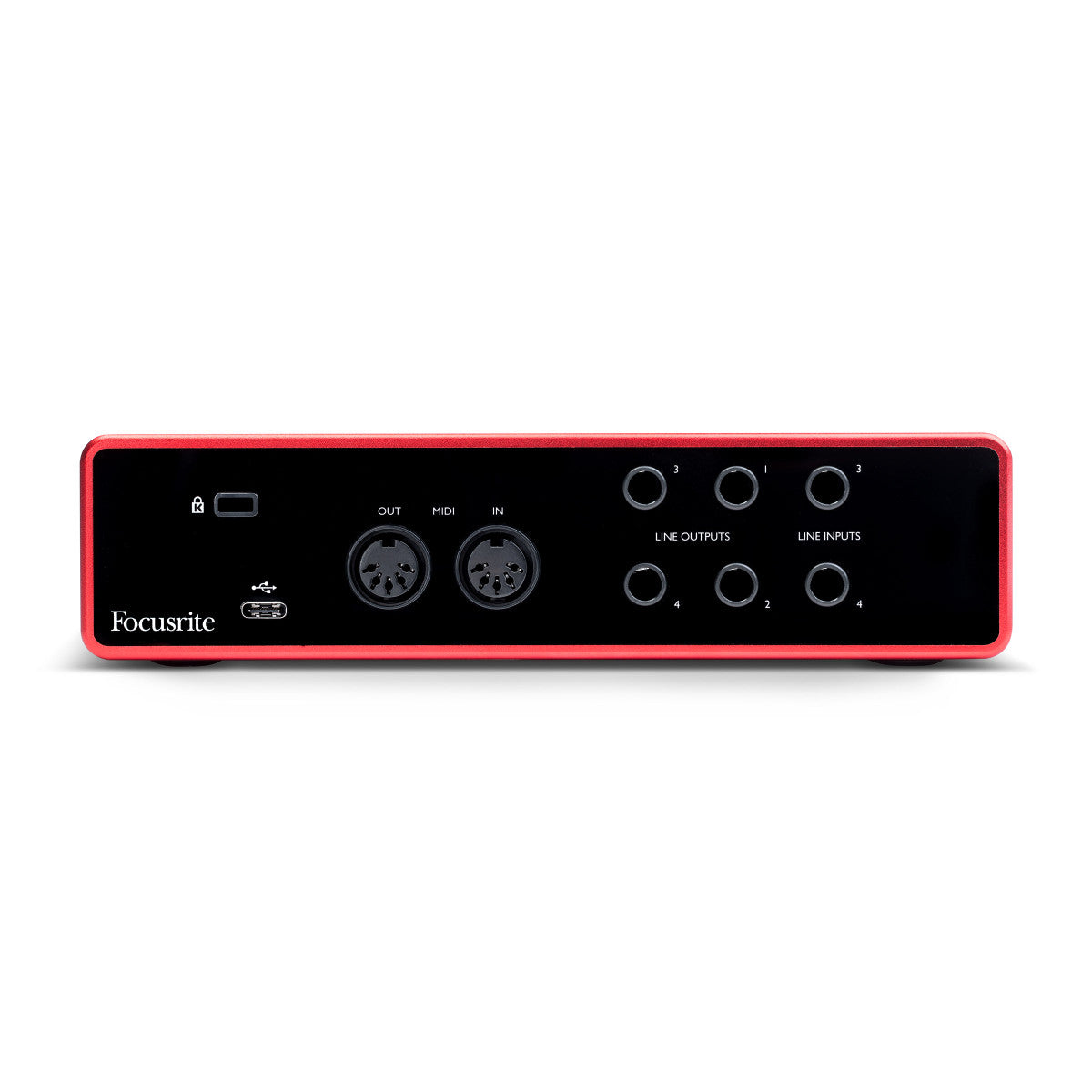 Focusrite Scarlett 4i4 3.ª generación, panel posterior