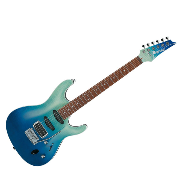 Guitarra eléctrica Ibanez SA260FM-BRG Blue Reef Gradation, vista principal diagonal